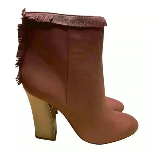 NIB Tory Burch Bandelier Fringe 110mm Bootie Size 8 in Cognac Cream - Picture 2 of 11